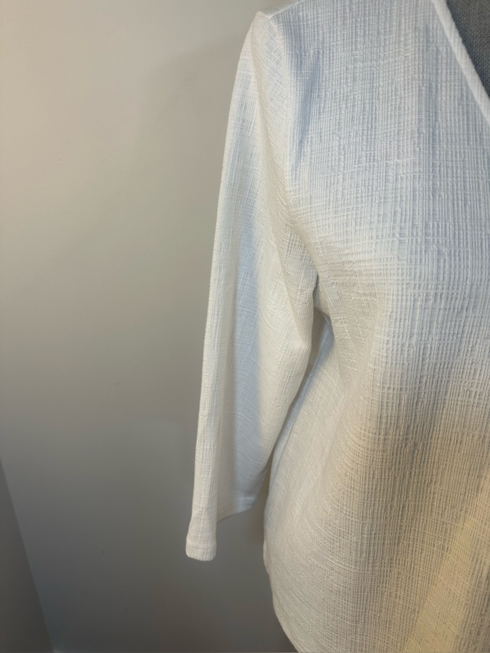 J. Crew White Waffle-Knit Top size Large - Picture 5 of 13